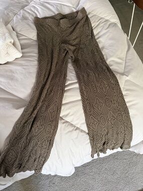 Beach stroll / Festival/ Stagecoach Crochet Knit straight with bell bottom Pants